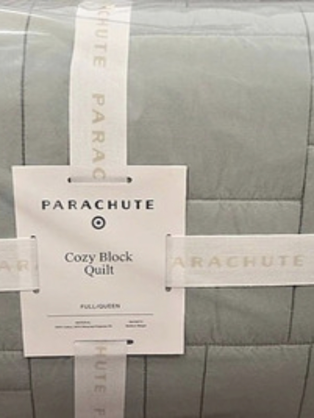 Parachute Cozy Block Quilt Green Full/Queen NWT